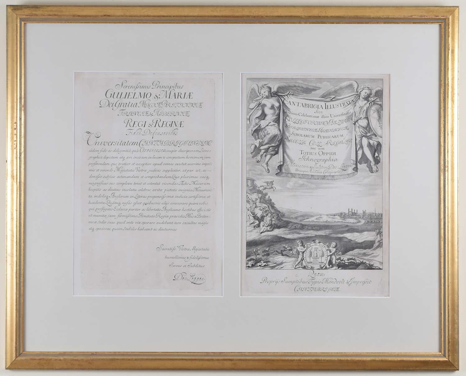 David Loggan : Gravure de l'Université de Cambridge 1690 – Chef-d'œuvre et dédication