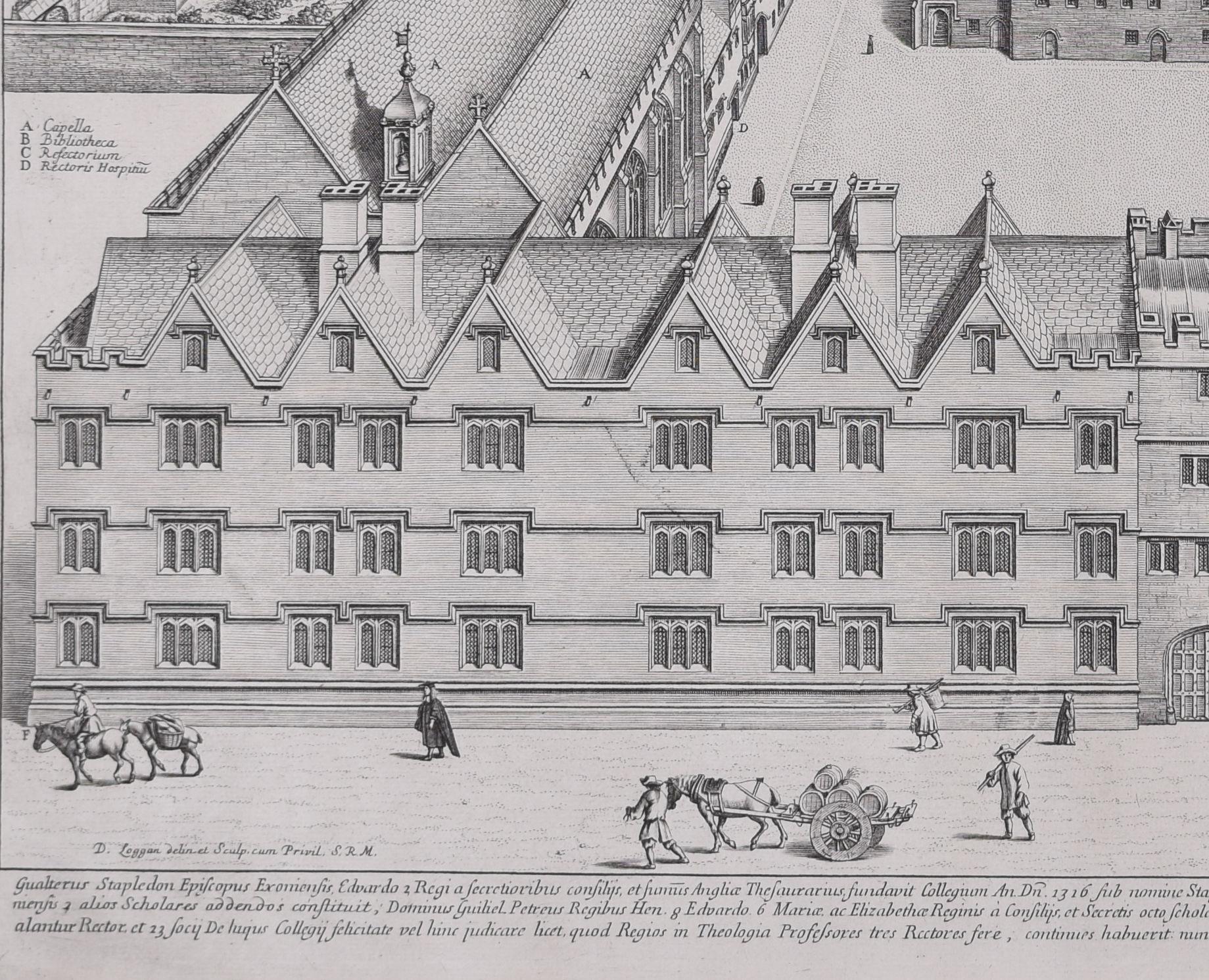 Exeter College, Oxford 1675 grabado por David Loggan en venta 5