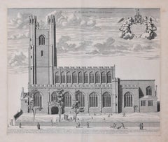 Antique Great St Mary's, University of Cambridge David Loggan 1690 engraving
