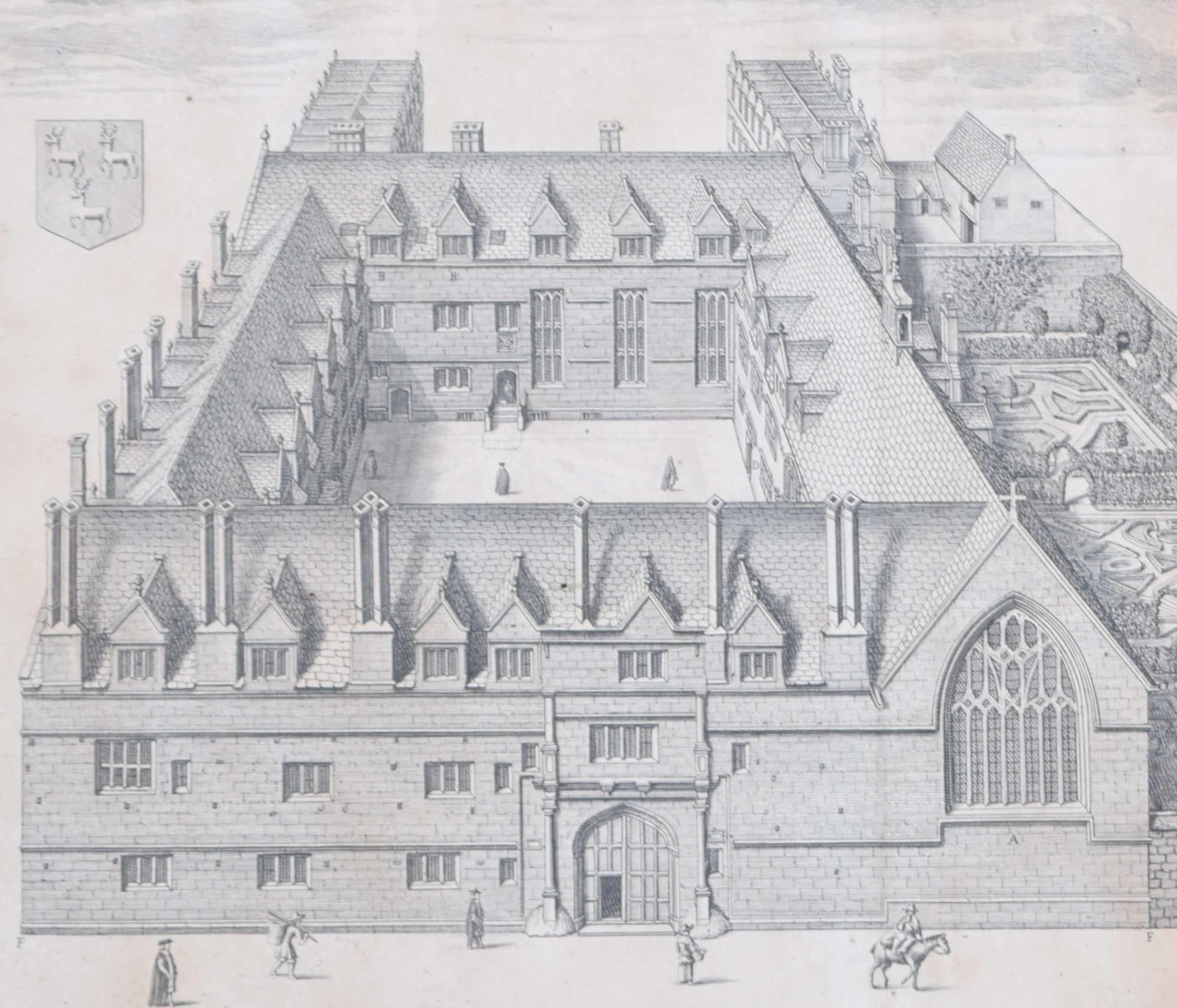 Jesus College, Oxford engraving by David Loggan For Sale 1