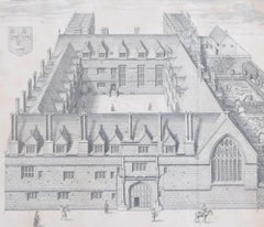 Jesus College, Oxford engraving by David Loggan