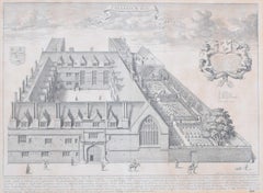 Jesus College, Oxford engraving by David Loggan