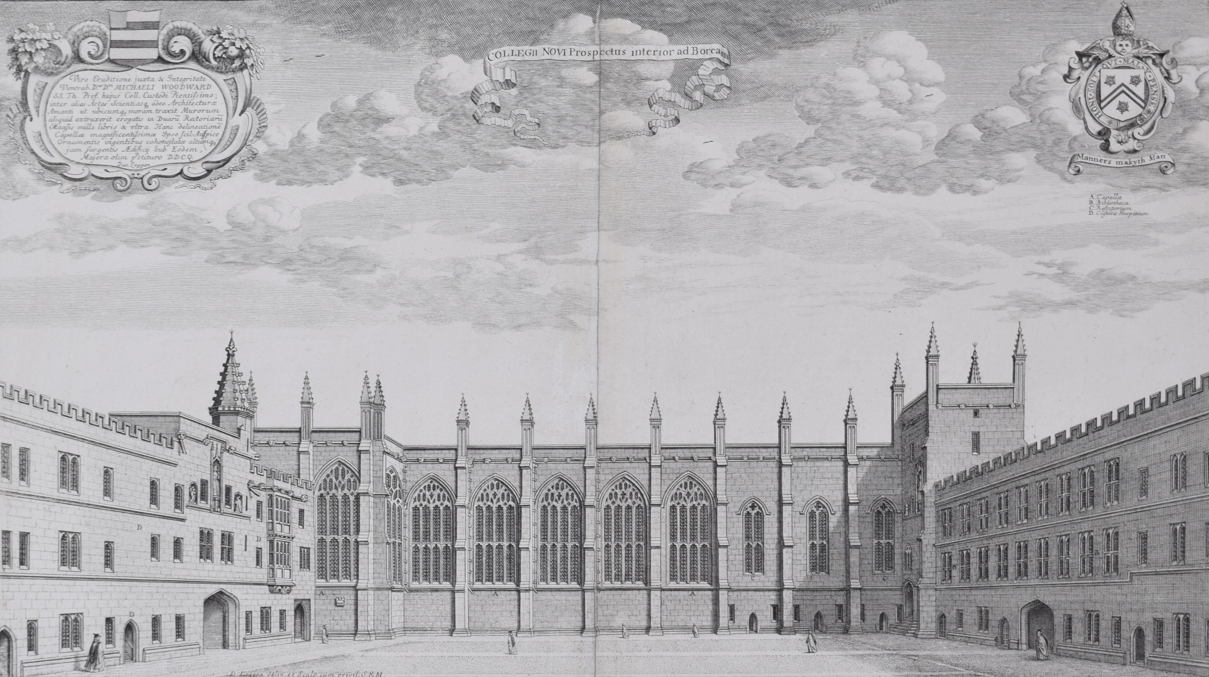 Gravure du New College d'Oxford par David Loggan en vente 1