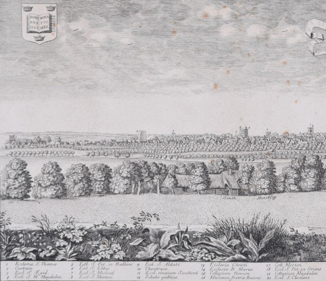 Oxford 1675 engraving by David Loggan Prospectus Oxoniae Orientalis For Sale 3