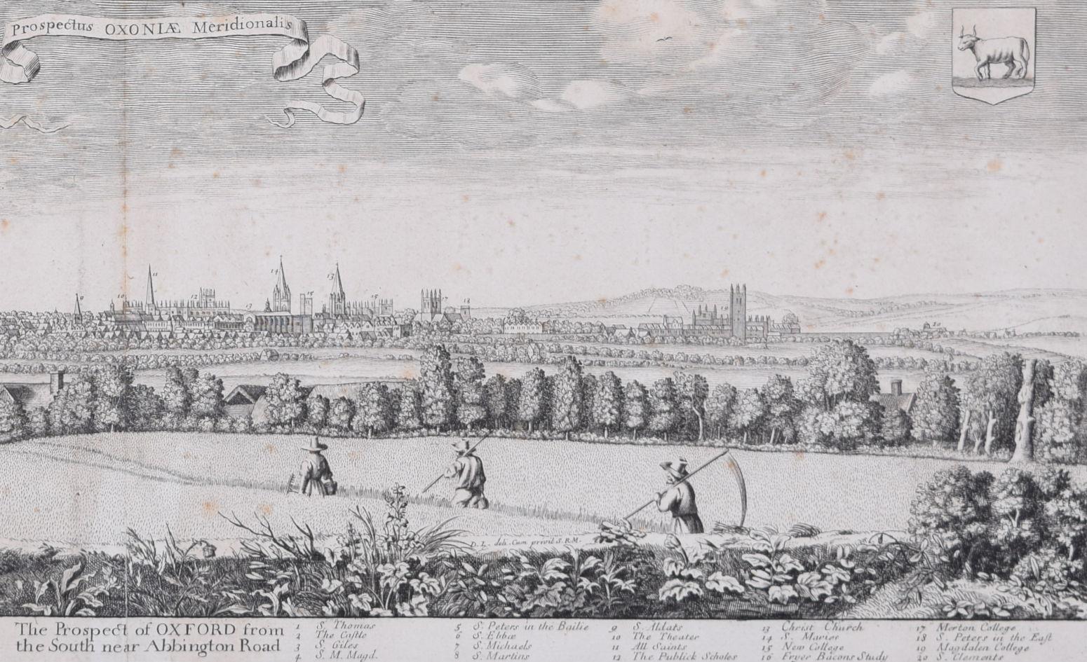 Oxford 1675 engraving by David Loggan Prospectus Oxoniae Orientalis For Sale 4