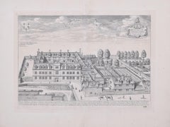 Pembroke College, Oxford 1705 engraving by David Loggan
