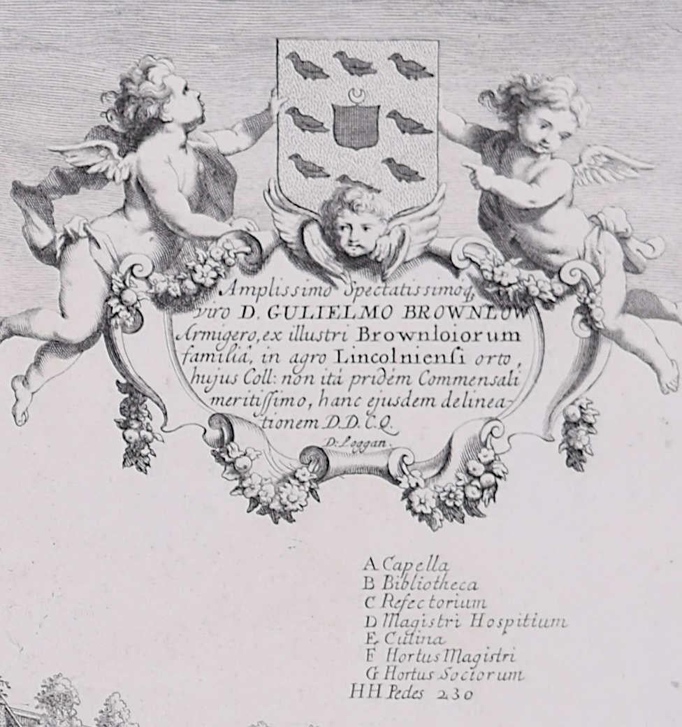Sidney Sussex, Cambridge, engraving by David Loggan For Sale 3