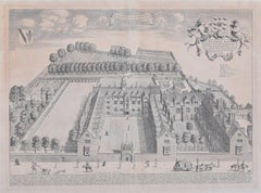Antique Sidney Sussex College, Cambridge engraving by David Loggan