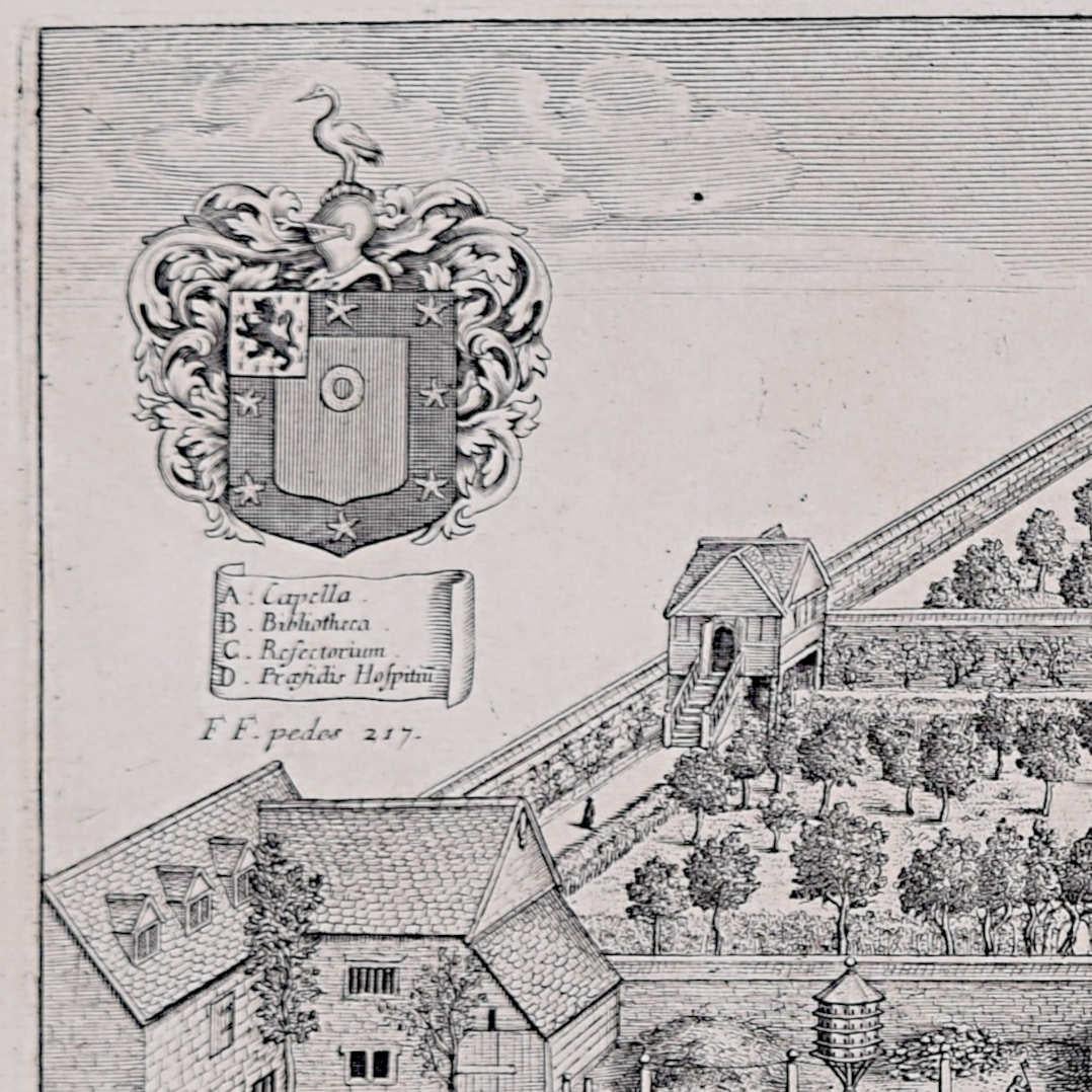 St John's College, Oxford 1675 grabado por David Loggan en venta 3