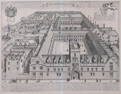 Antique St John's College, Oxford 1675 engraving by David Loggan 