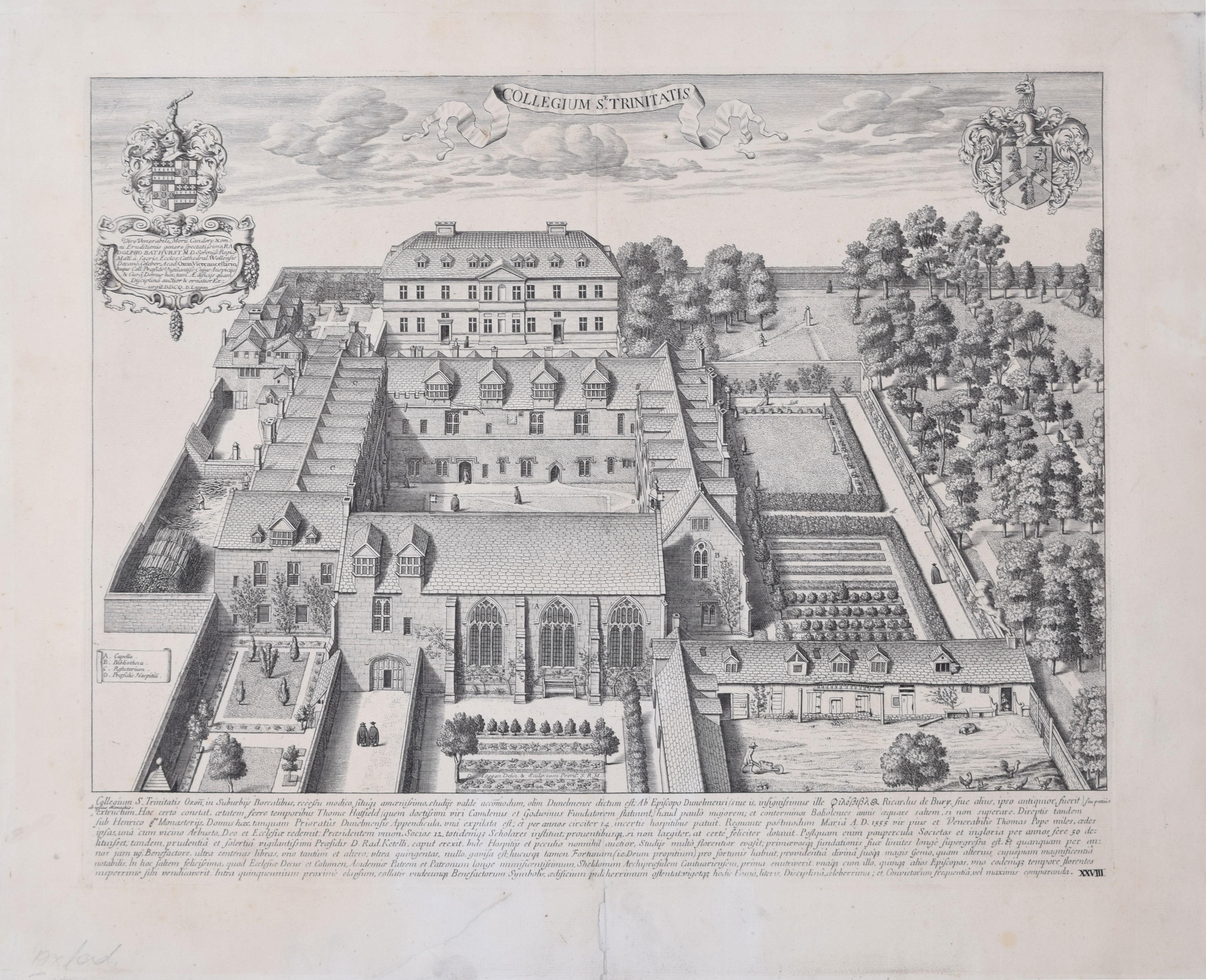 To see our other views of Oxford and Cambridge, scroll down to "More from this Seller" and below it click on "See all from this seller" - or send us a message if you cannot find the view you want.

David Loggan (1634 - 1692)
Trinity College, Oxford
