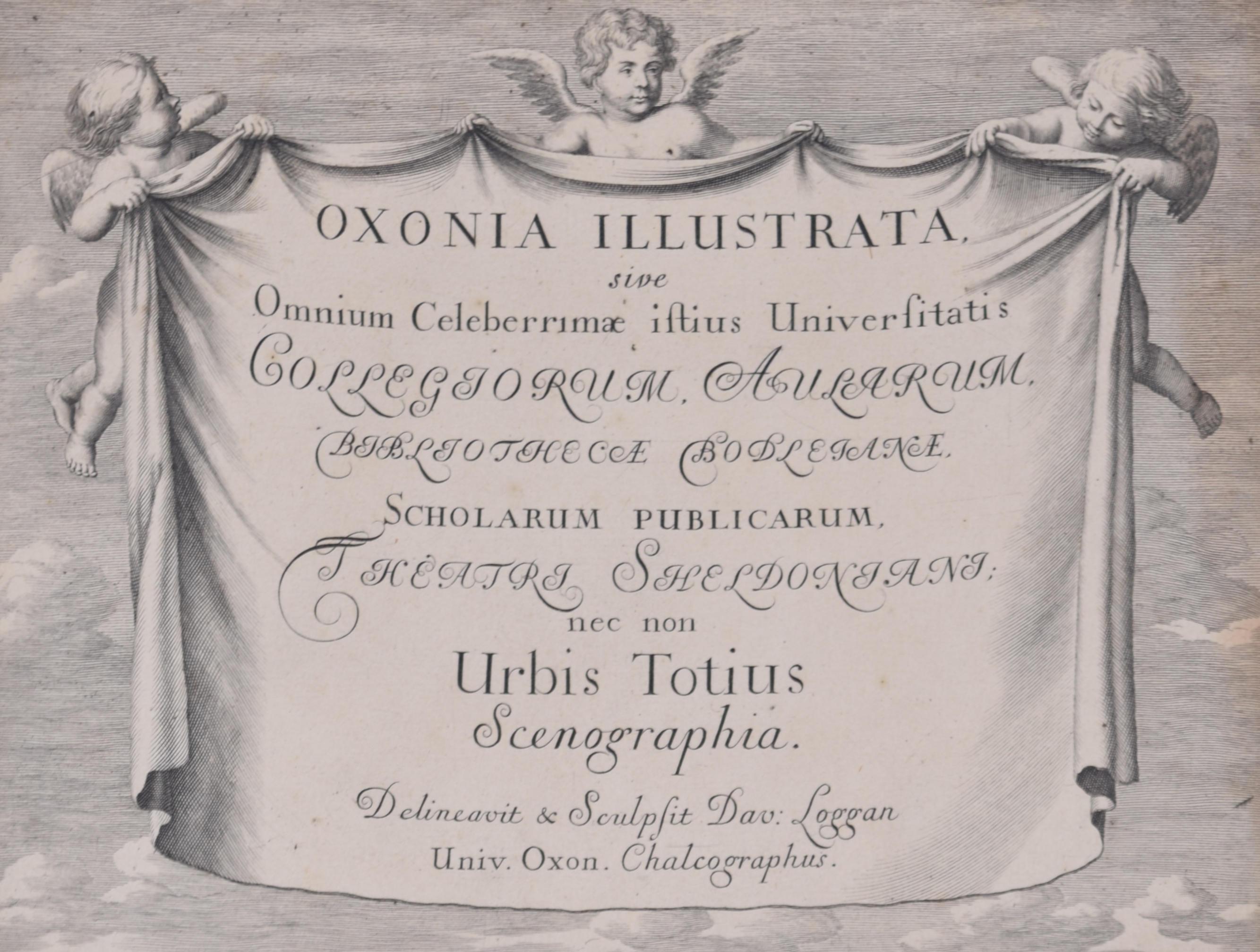 Université d'Oxford Oxonia Illustrata 1675 gravure de David Loggan en vente 1