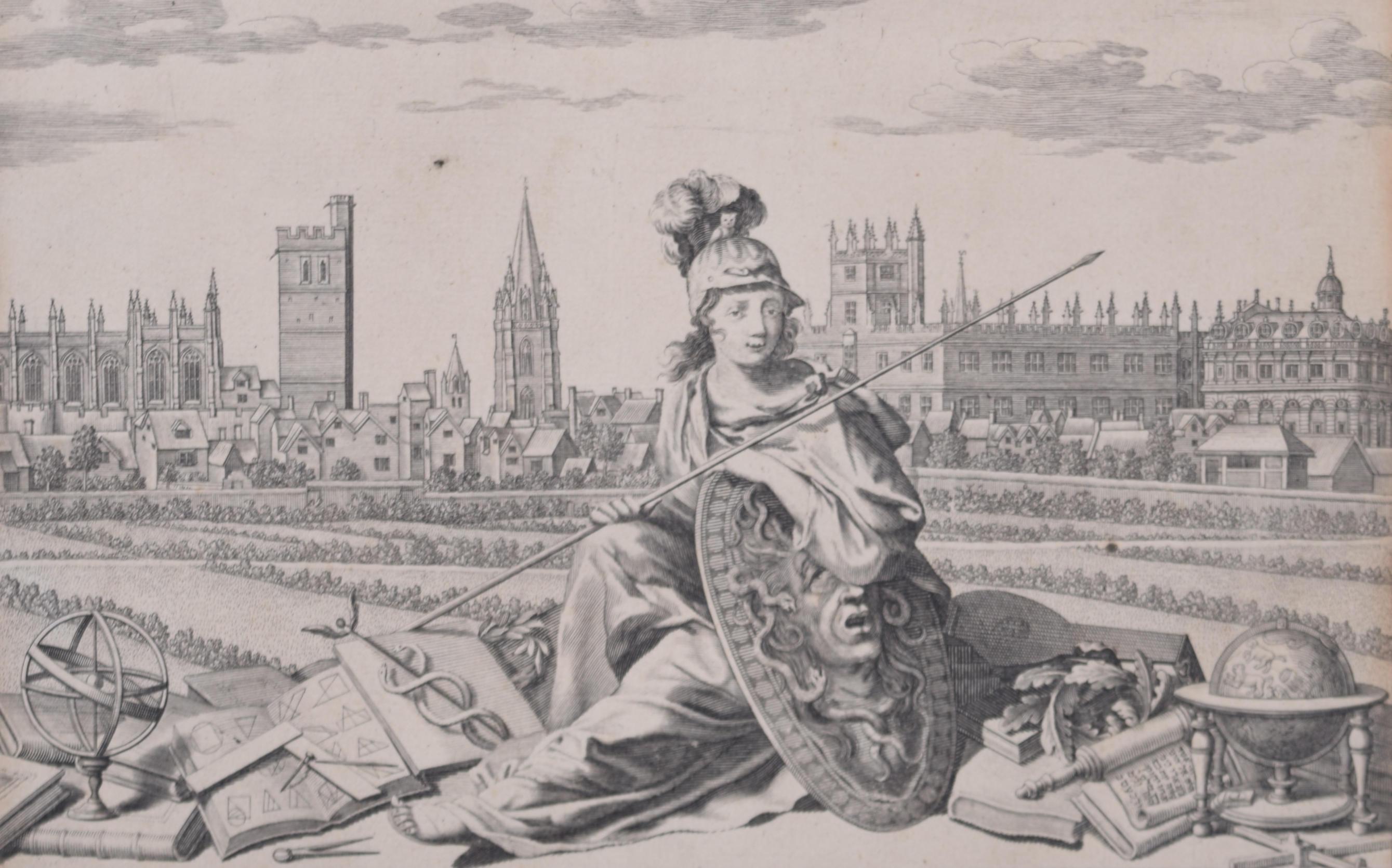 Université d'Oxford Oxonia Illustrata 1675 gravure de David Loggan en vente 2