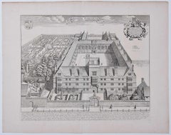 Wadham College, Oxford 1675 engraving by David Loggan