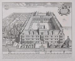 Wadham College, Oxford 1675 engraving by David Loggan