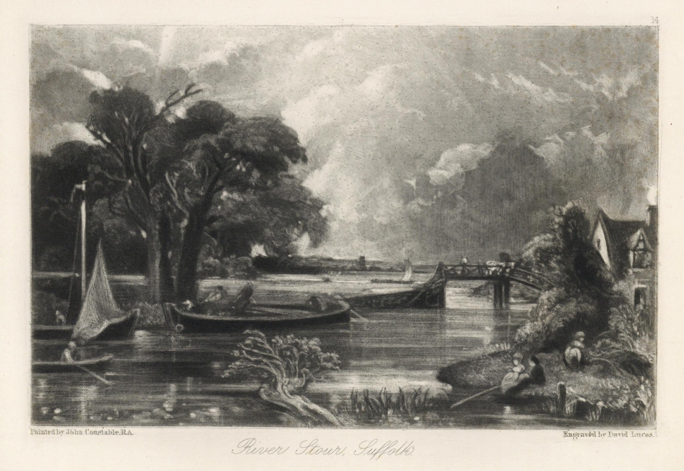 David Lucas Landscape Print - (after) John Constable mezzotint "River Stour, Suffolk"