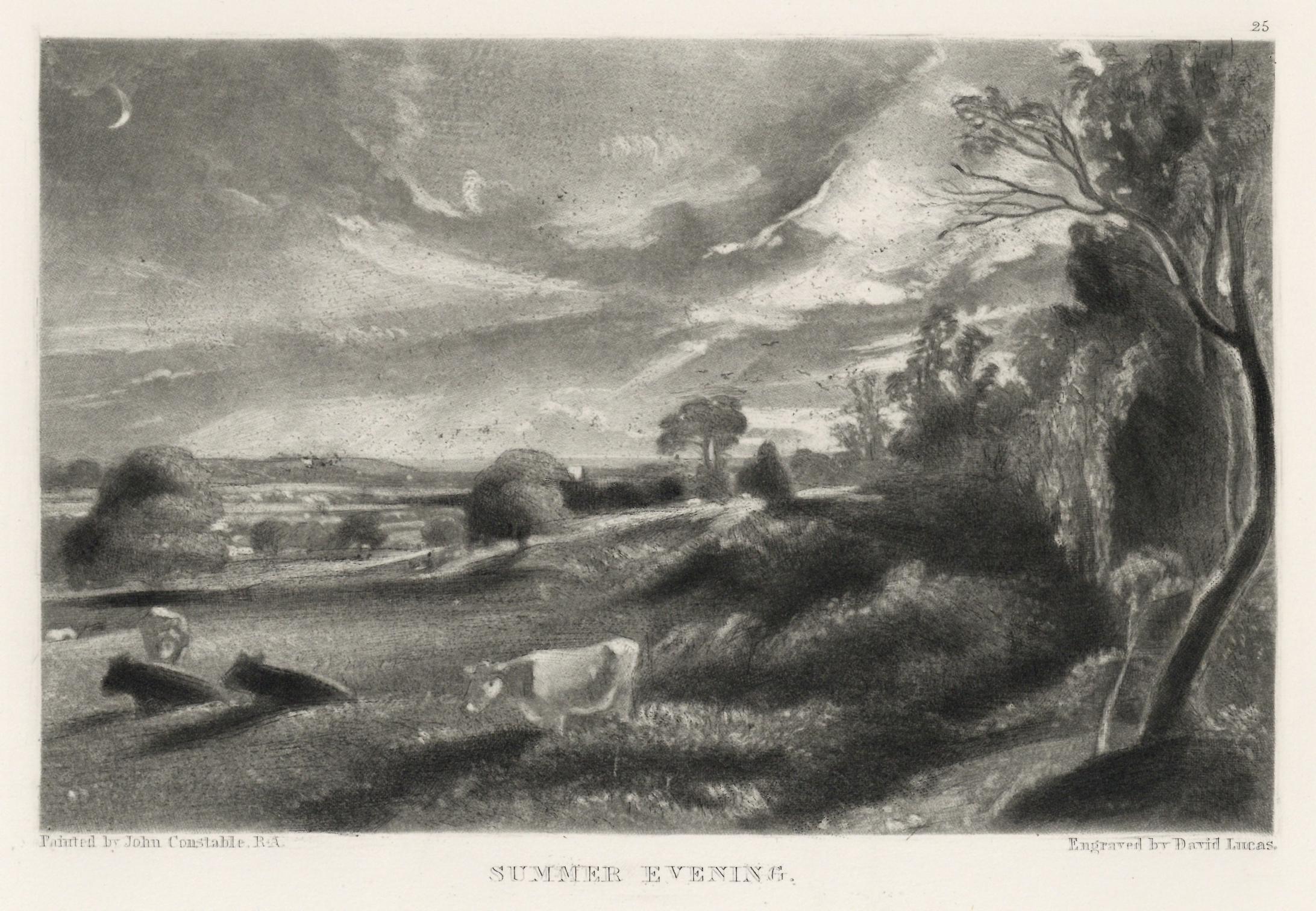 David Lucas Landscape Print - (after) John Constable mezzotint "Summer Evening"