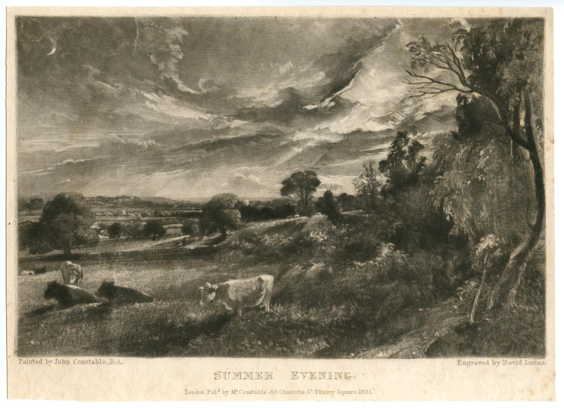 David Lucas Landscape Print - (after) John Constable mezzotint "Summer Evening"