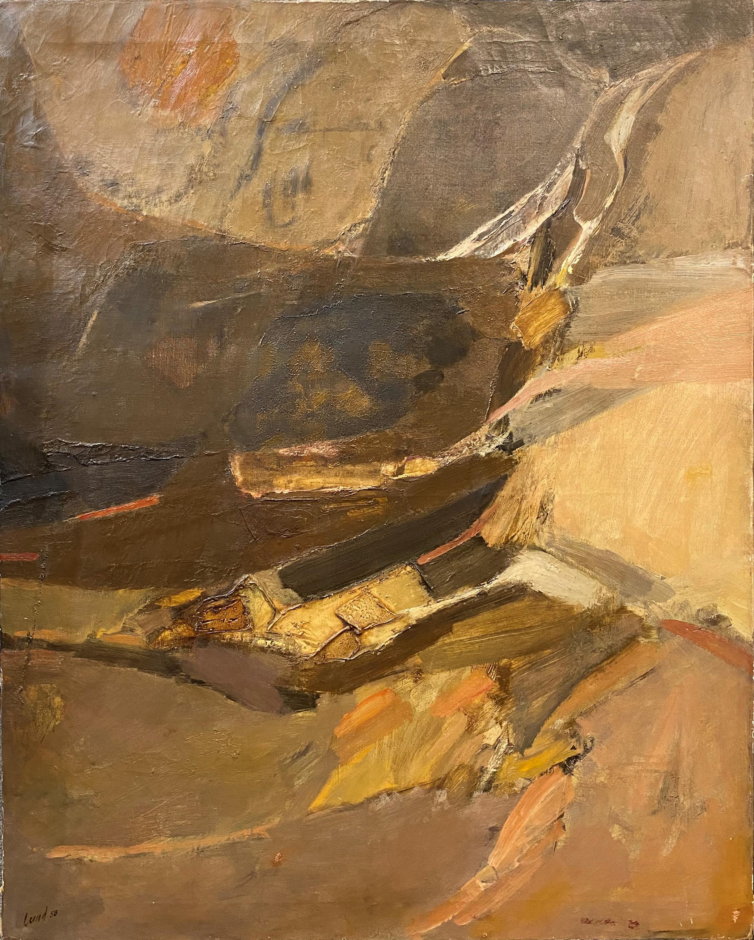 David Lund Abstract Painting – Abstrakt in Brown-Tönen