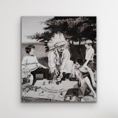 The House Always Wins - Black & White Figurative Oil Painting