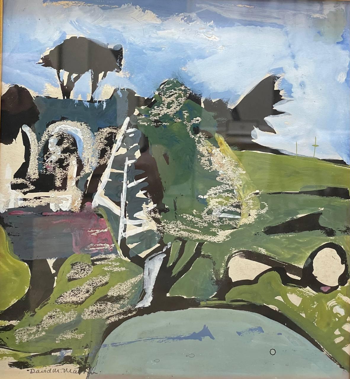 Paesaggio, Verde, Blu - Painting di David M Martin