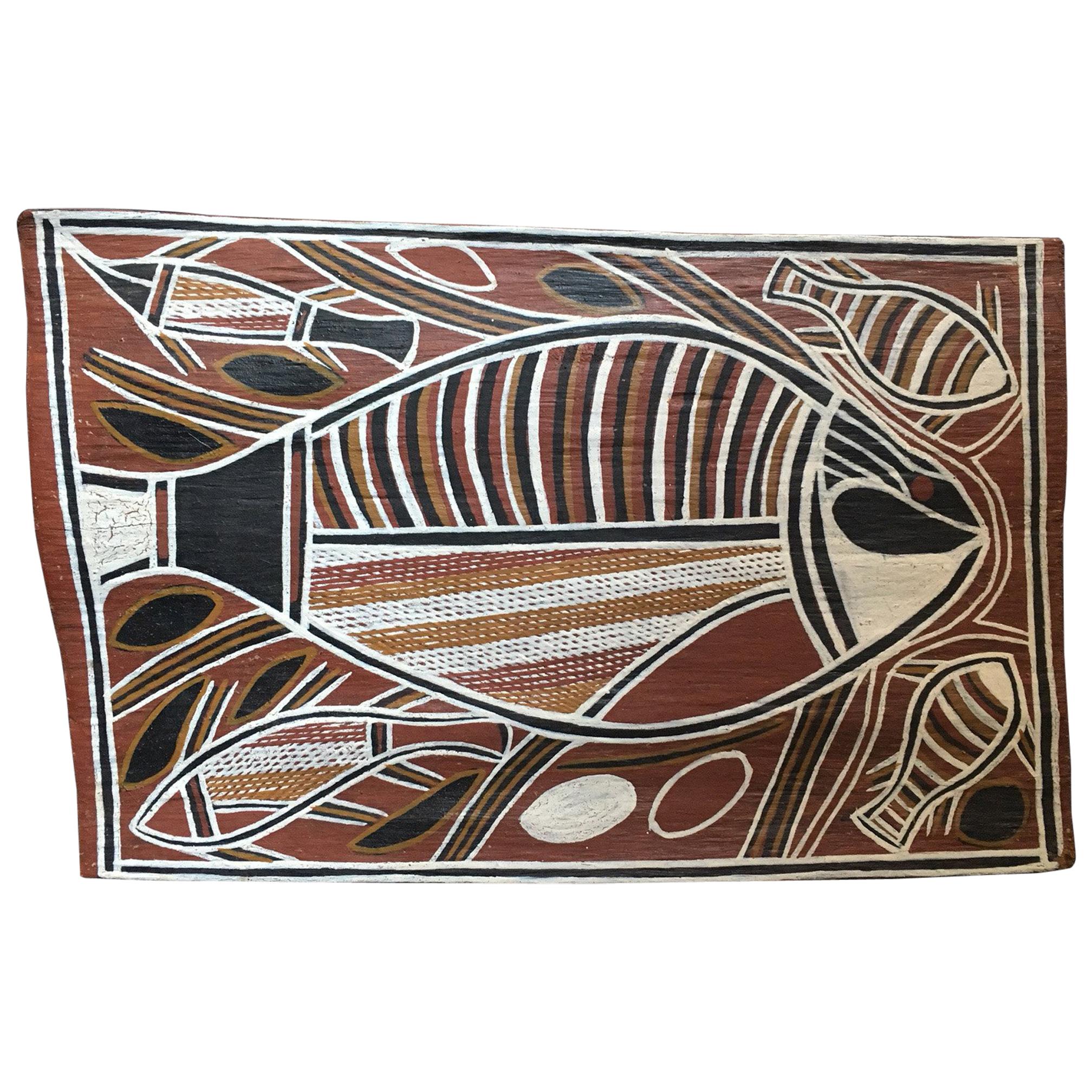 David Malangi Aborigine Painting on Bark, circa 1980 For Sale
