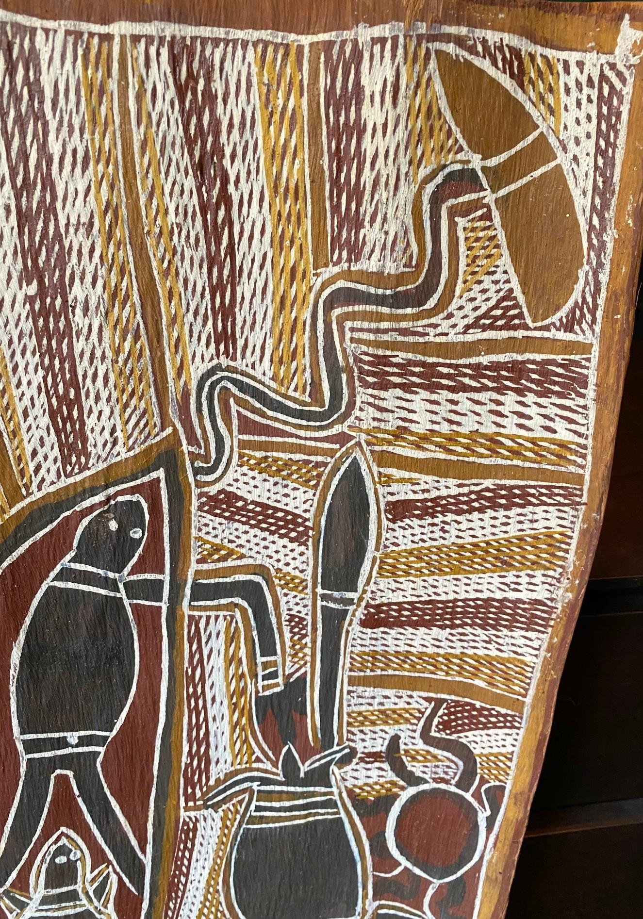 David Malangi Daymirringu Australische indigene Aborigine-Kunst Rindenmalerei im Angebot 7