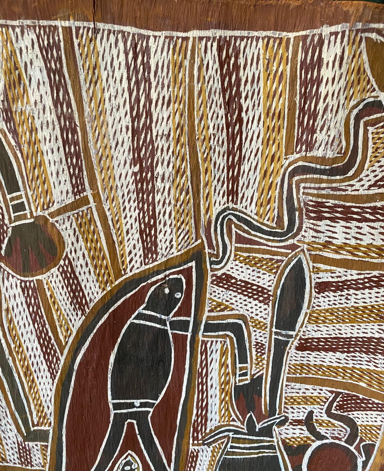 David Malangi Daymirringu Australische indigene Aborigine-Kunst Rindenmalerei im Angebot 8