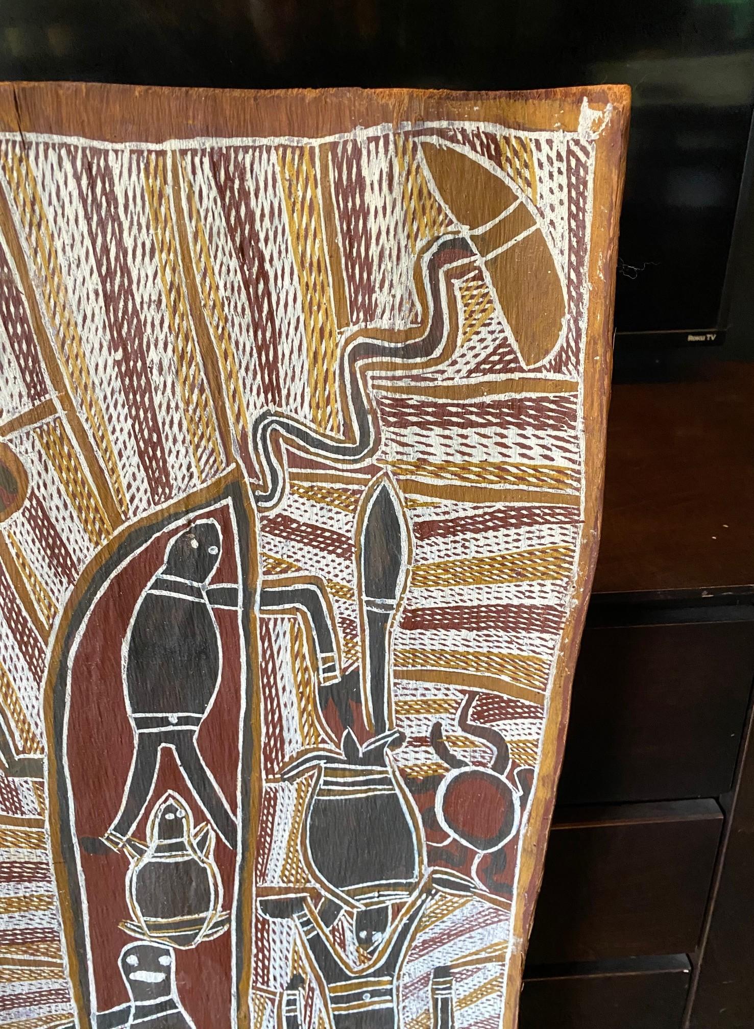 David Malangi Daymirringu Australische indigene Aborigine-Kunst Rindenmalerei (Volkskunst) im Angebot
