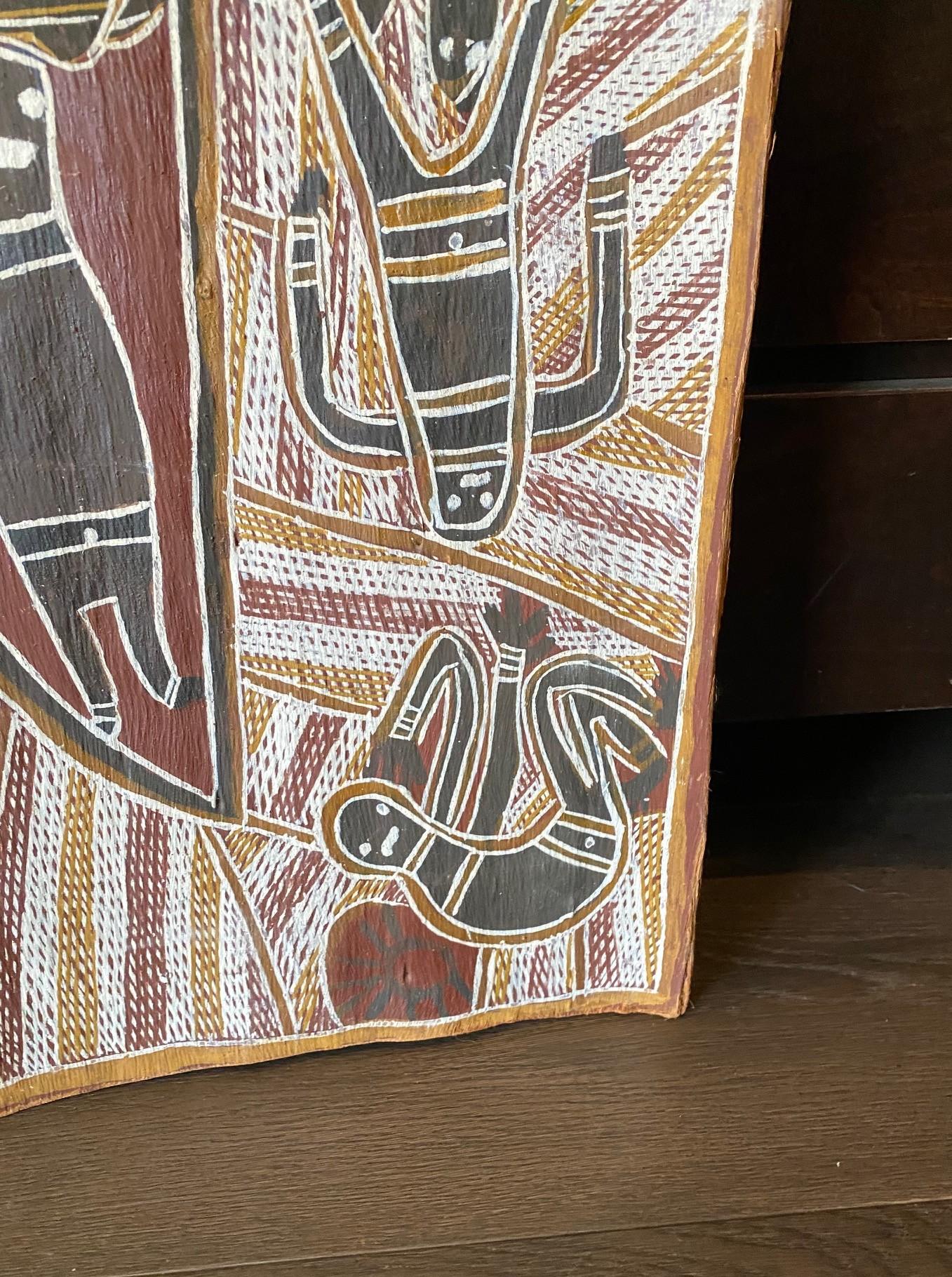 David Malangi Daymirringu Australische indigene Aborigine-Kunst Rindenmalerei (Handgefertigt) im Angebot
