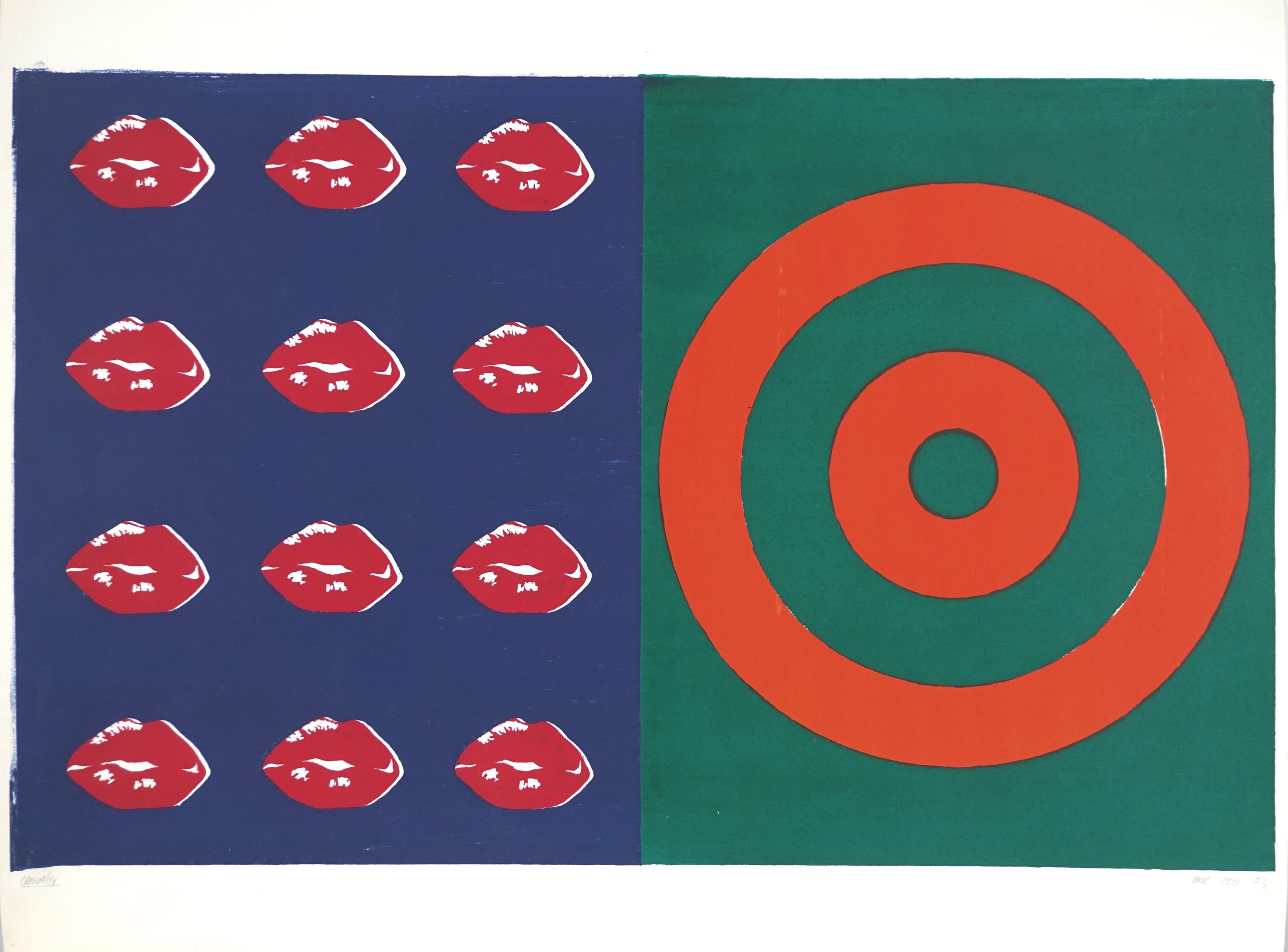 David Mar Abstract Print - "Casualty" Pop Art Homage to Andy Warhol Silkscreen 2/3