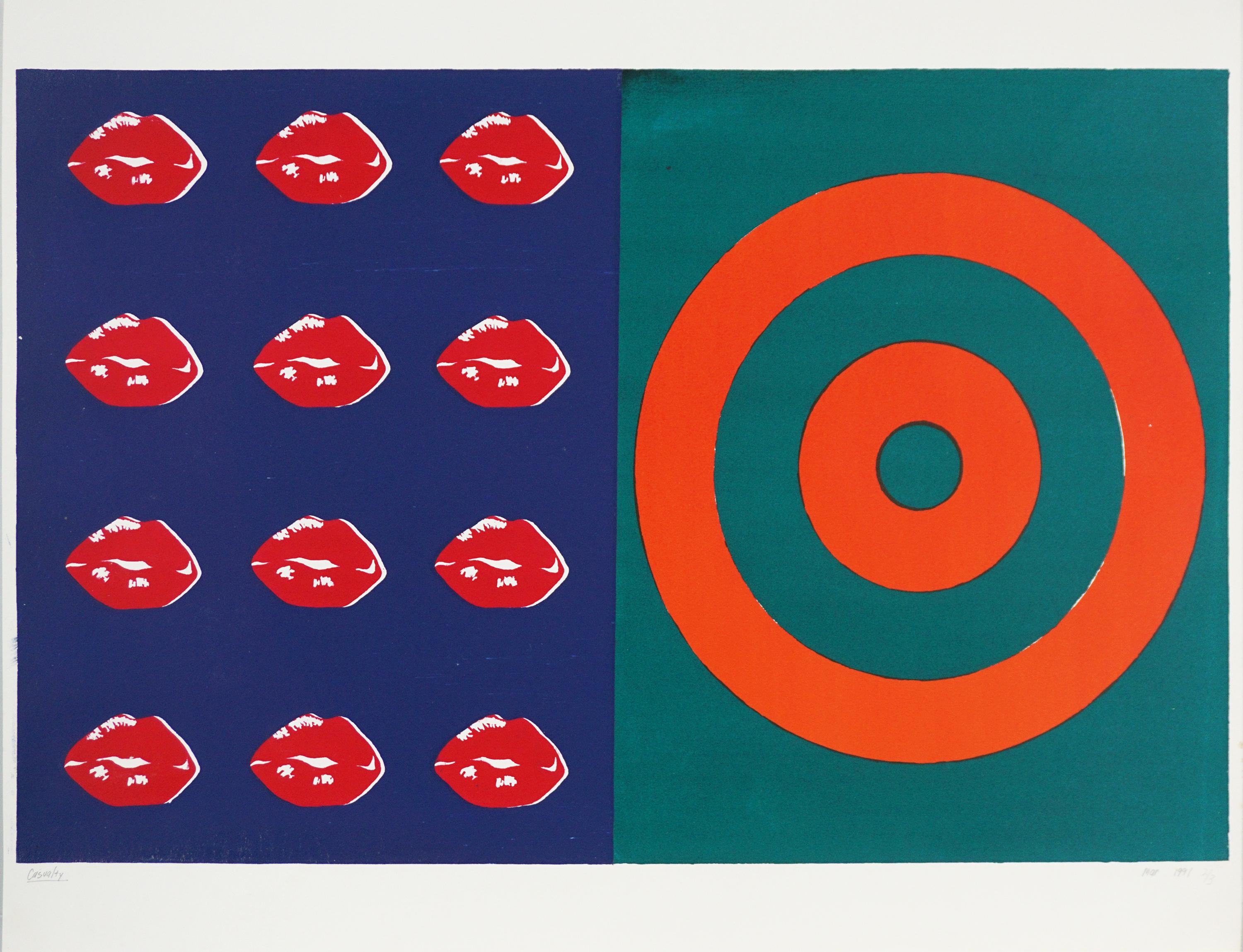 David Mar Abstract Print - "Casualty" Pop Art Homage to Andy Warhol Silkscreen 3/3