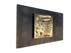 Modern Wallhanging Metal Sculpture "ENTWINED" Abstract Outdoor Mural Brass Steel