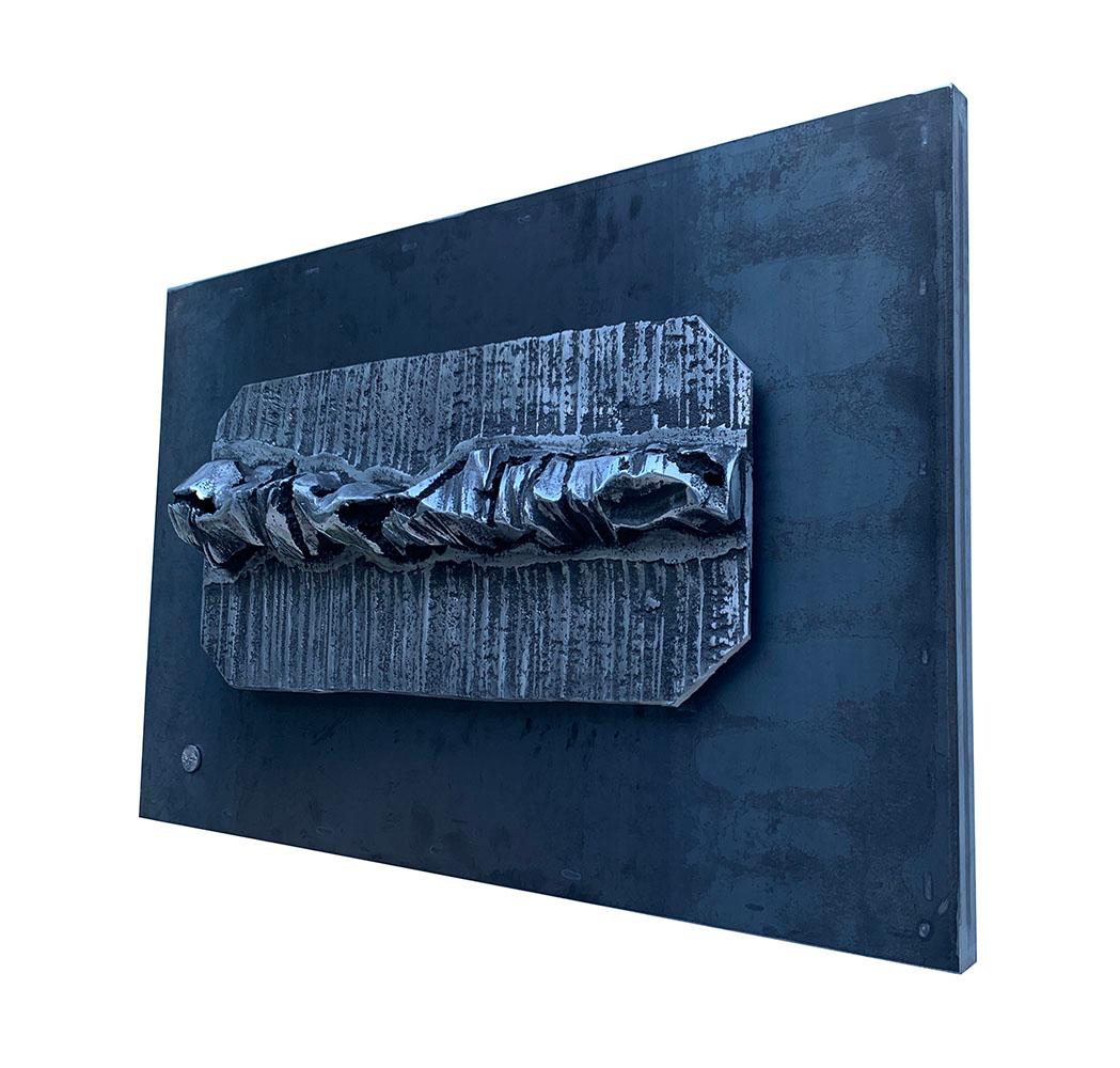 Outdoor Abstract Modern Wall Hanging Sculpture Mural Aluminium Silver BlackSteel For Sale 2