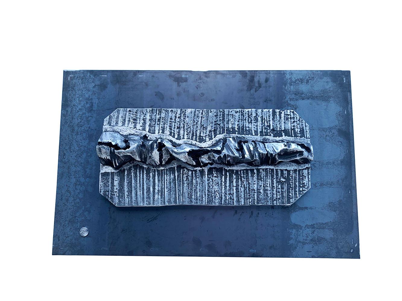 Outdoor Abstract Modern Wall Hanging Sculpture Mural Aluminium Silver BlackSteel For Sale 3