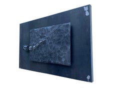 Abstract Mural Wall mounted Sculpture Sandcast Aluminium and Steel " Blow Out "