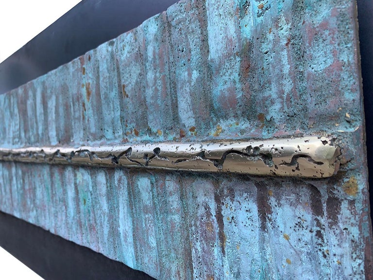 Modern Outdoor Abstract Wall Mounted Brass Steel Sculpture 