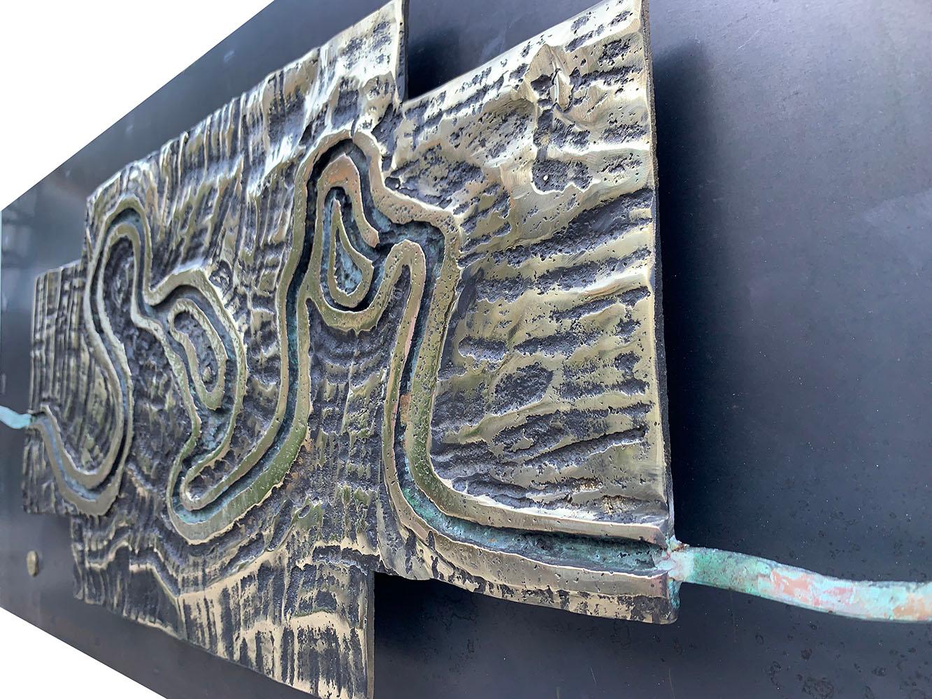 Abstrakte Wandskulptur „Pantanal“ aus Messing und Stahl, David Marshall, Moderne im Angebot 4