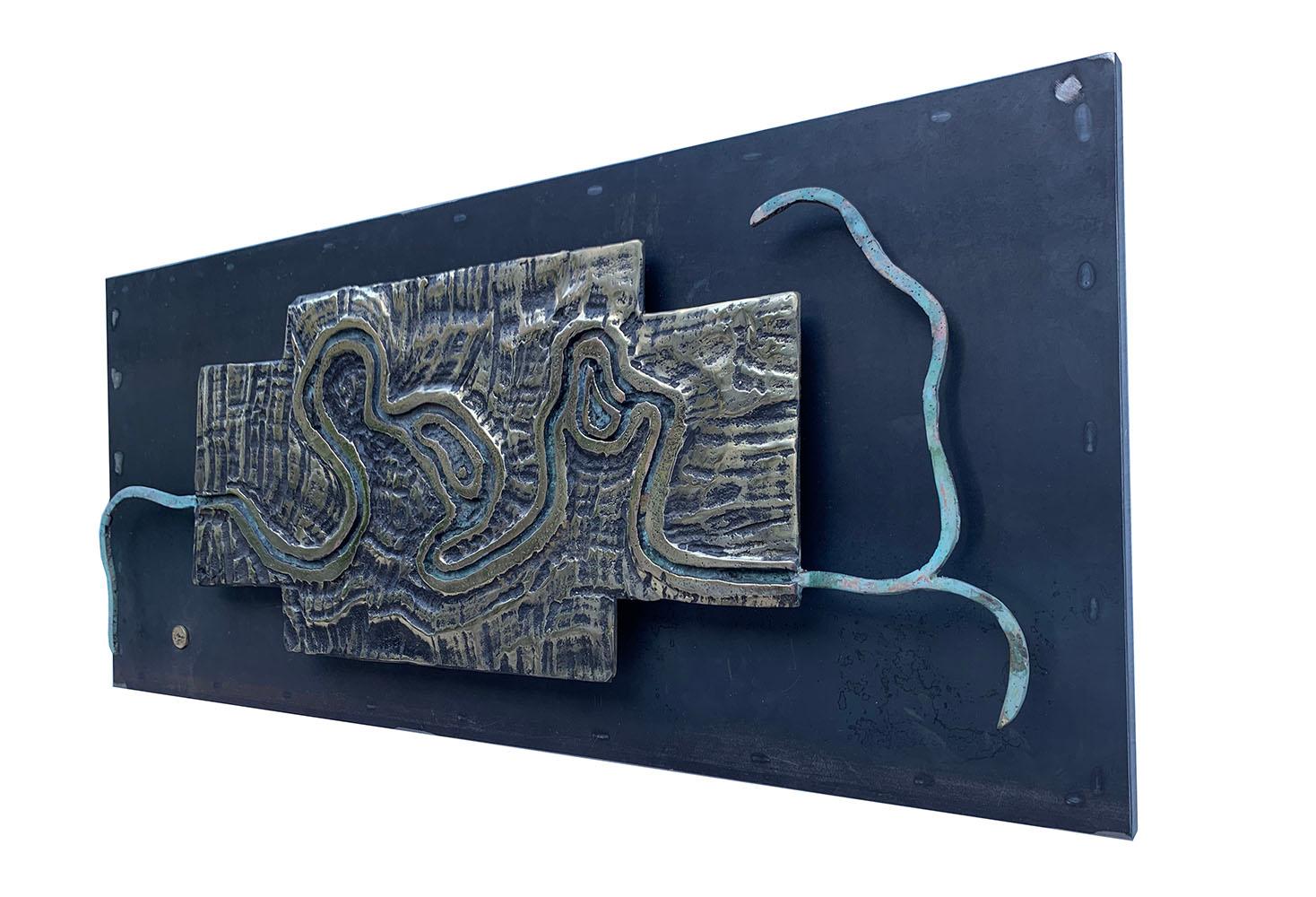 Abstrakte Wandskulptur „Pantanal“ aus Messing und Stahl, David Marshall, Moderne im Angebot 3