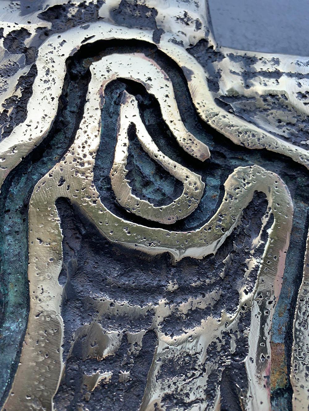 Abstrakte Wandskulptur „Pantanal“ aus Messing und Stahl, David Marshall, Moderne im Angebot 6