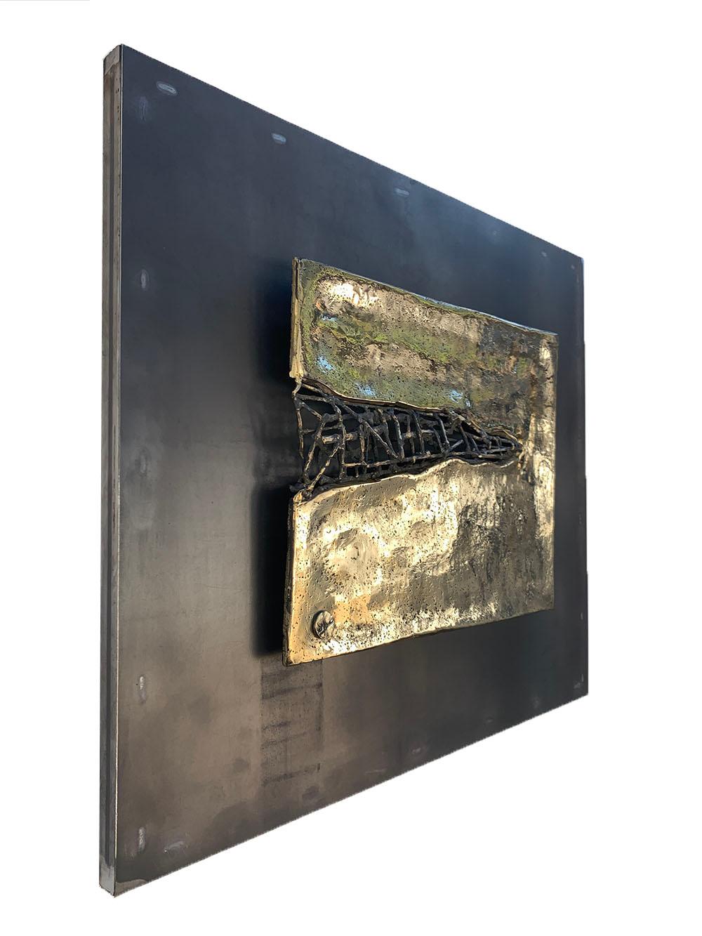 Sculpture murale abstraite moderne abstraite « Horizontal Infill » de David Marshall en métal d'extérieur en vente 2
