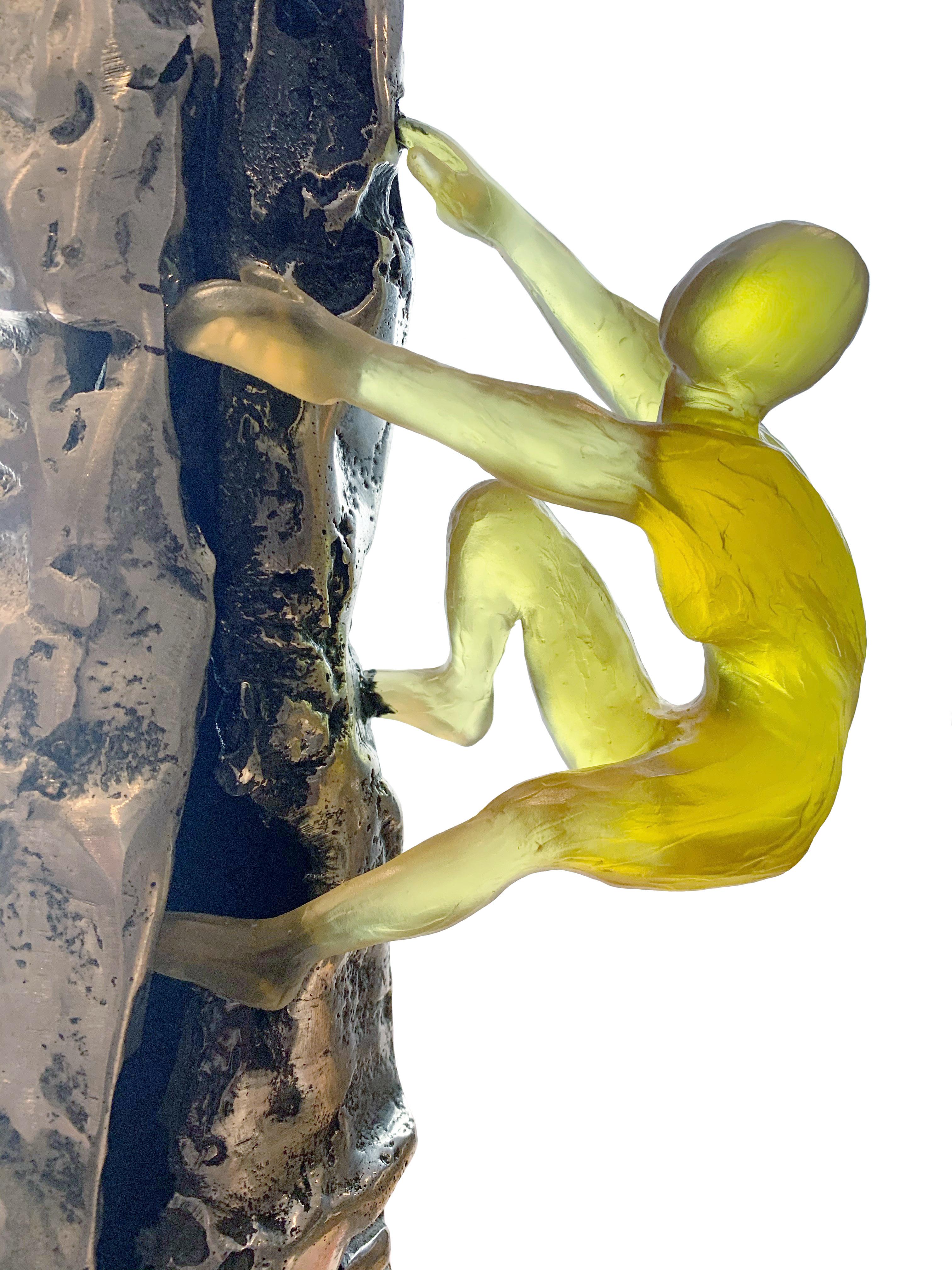 Climber sculpture glass metal Inspire Abstract Figurative Marshall and Baker - Sculpture by David Marshall