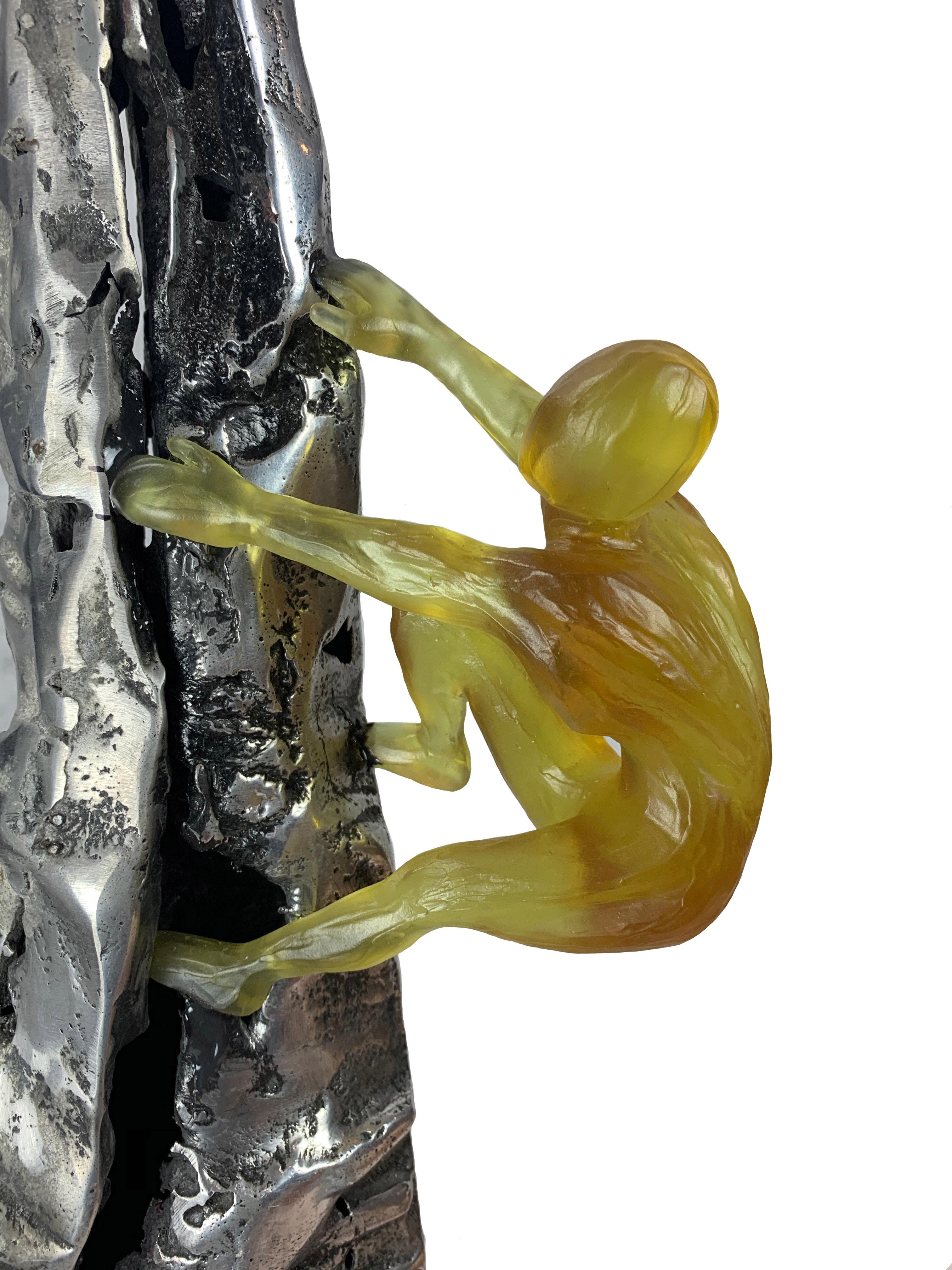 David Marshall Jennifer Baker Inspirierte abstrakte figurative Metall-Skulptur Glas  im Angebot 2