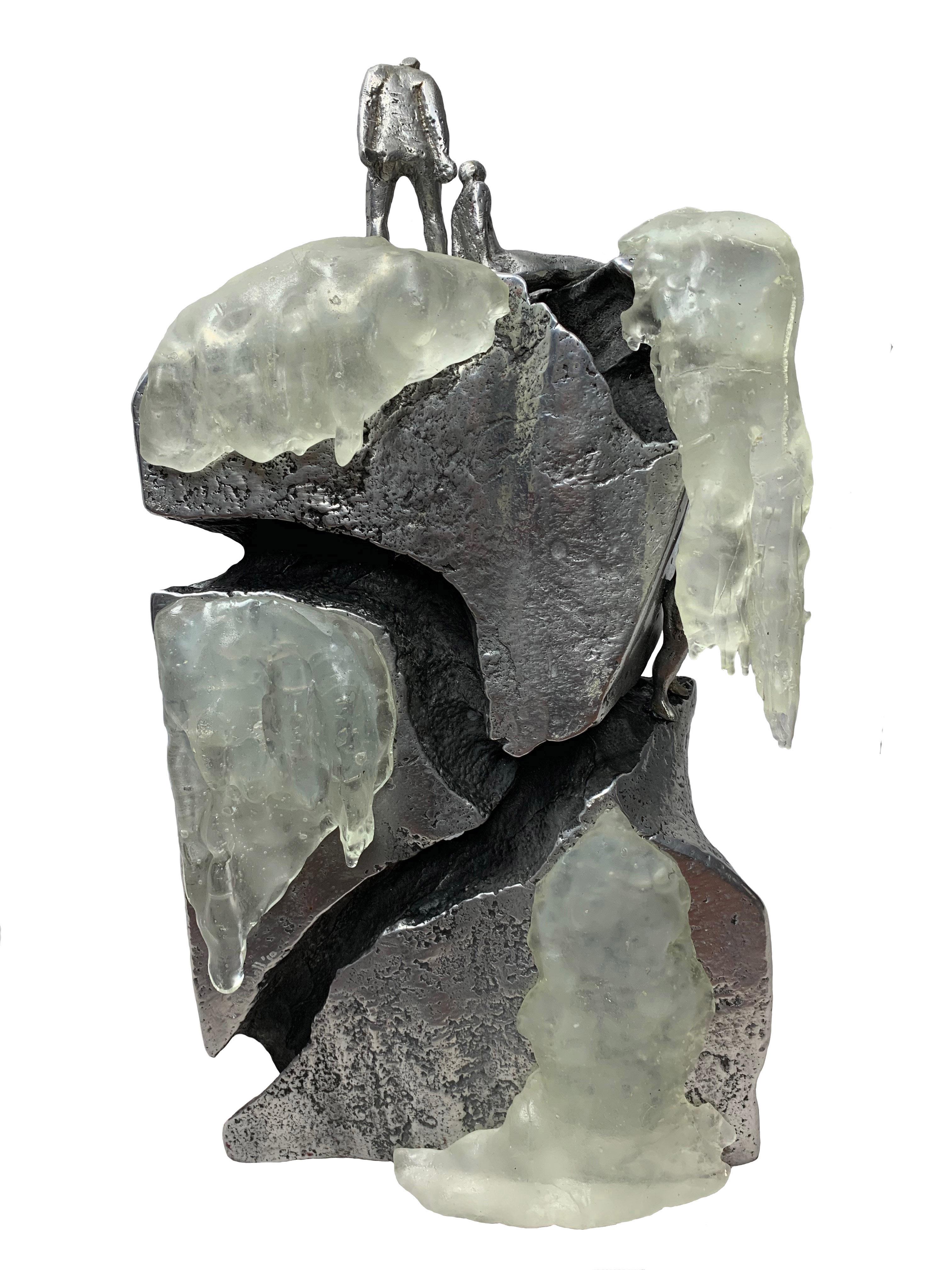 David Marshall Jennifer Baker Tischplatte Figurative abstrakte Skulptur aus Glas und Metall im Angebot 2