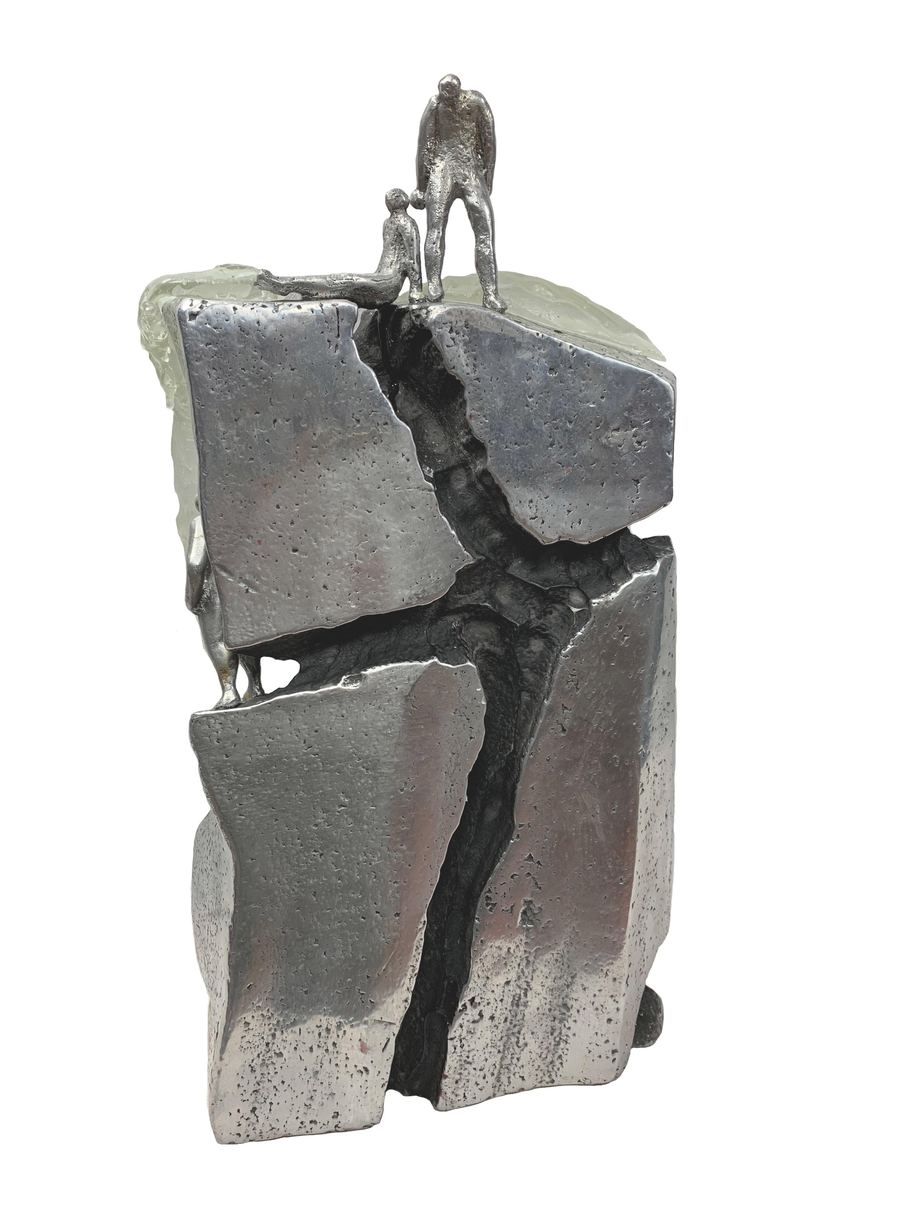 David Marshall Jennifer Baker Tischplatte Figurative abstrakte Skulptur aus Glas und Metall im Angebot 3