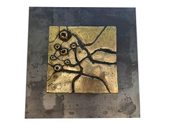  Sculpture Abstract Mural Sandcast Brass and Steel made in Spain "Stope Bench"
