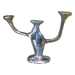 David Marshall, 1980er Jahre 2-farbige vergoldete Bronze Designer 3-Arm-Kandelaber