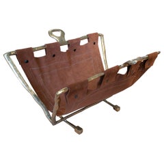 David Marshall, 1980s 2-Tone Gilt Bronze Designer Magazine Rack
