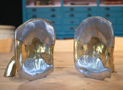 David Marshall, 1980s 2-Tone Gilt Bronze Designer Pair of Book Holders