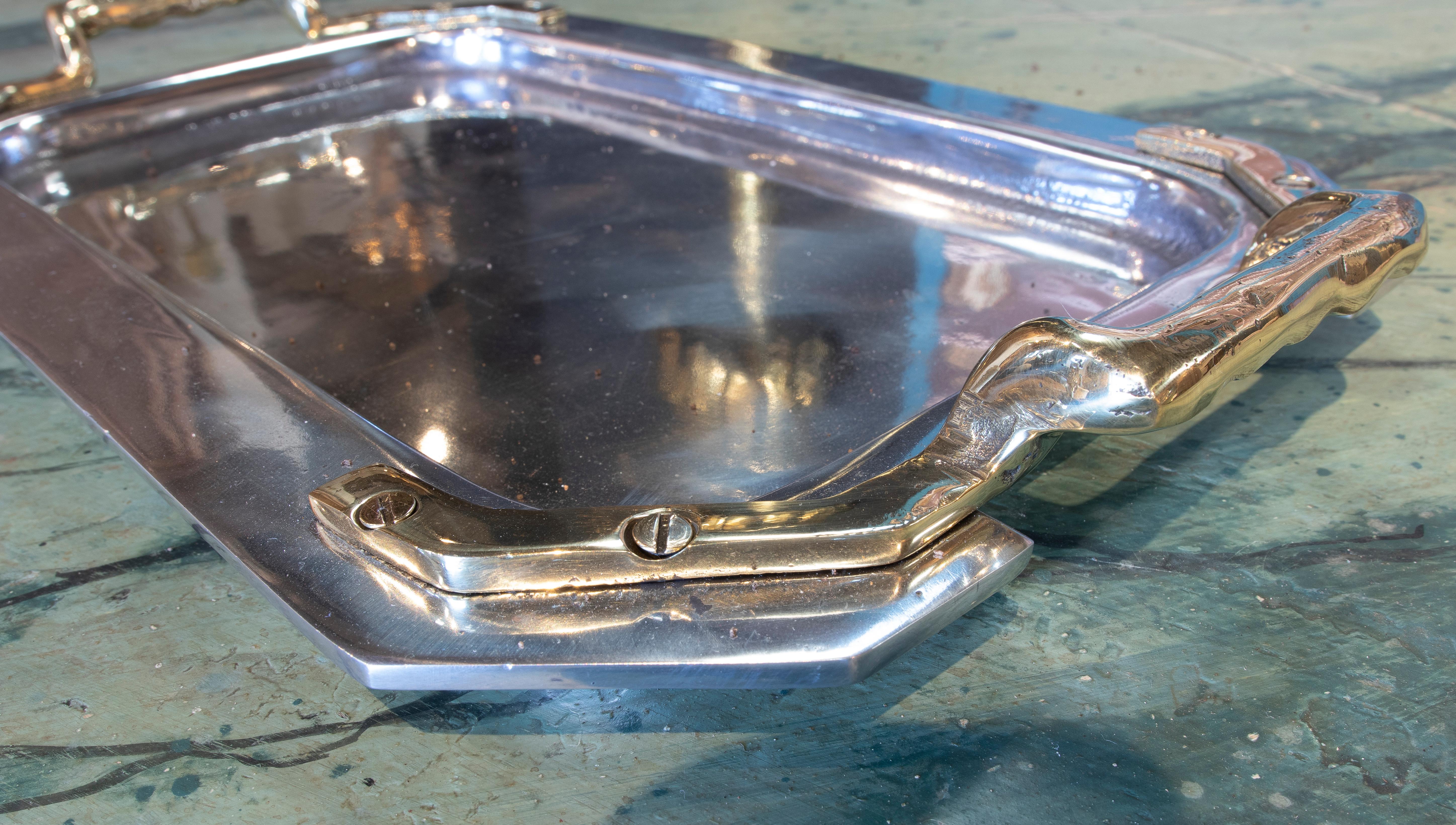 David Marshall, 1980s 2-Tone Gilt Bronze Designer Tray For Sale 2